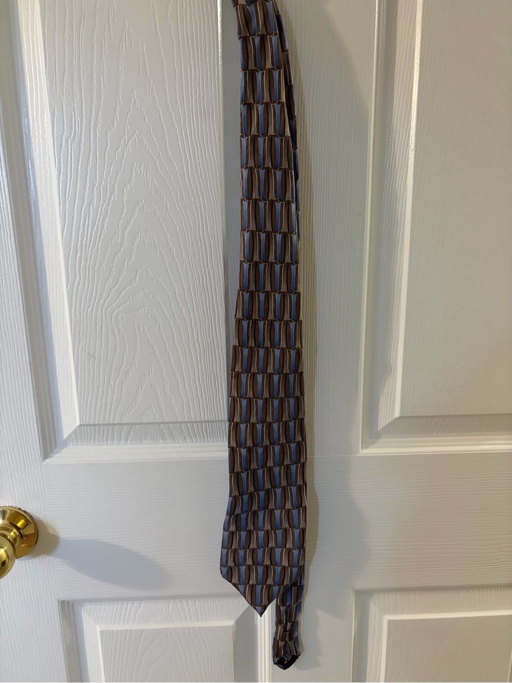 Stafford Brown and Blue Geometric Silk Tie